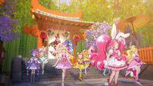 The Cures arrive at the Sakuragahara shrine.