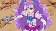 Milky Rose con el Espejo Lácteo despues de lanzar el ataque en Pretty Cure All Stars DX2