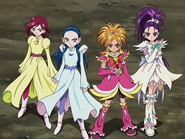 Cure Bright, Cure Windy, Cure Bloom y Cure Egret en la batalla final