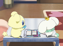 Mepple and Pollun sneak a peek at Nagisa's diary