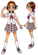 Perfiles de Saki Hyuuga con su uniforme escolar de verano