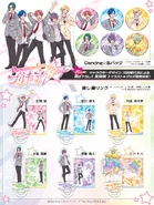 Diseños de los Pretty Cure civiles por Toshie Kawamura en estantes acrílicos de la mercancía.