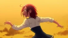 Akane running to the airport
