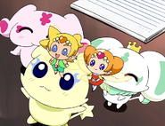 Las mascotas, Seekun y Horpun felicitan a Nagisa.