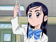 Honoka busy doing an experiment