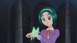 The green butterfly on Komachi's hand