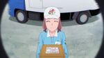 Yasuko delivering a package