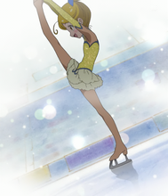 Young Homare performing a pirouette (flashback)