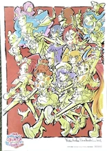 Heartcatch Pretty Cure! and Tropical-Rouge! Pretty Cure cast as drawn by Umakoshi Yoshihiko for a visual card