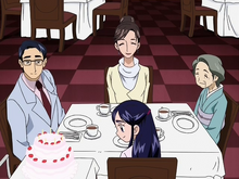 Birthday party at the fancy restaurant in episode 9