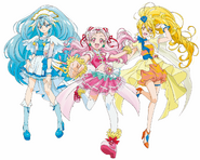 Las tres Pretty Cure iniciales de HUGtto! Pretty Cure.