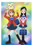 Futari wa Pretty Cure Nagisa and Honoka with Mepple and Mipple illustration