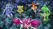 Las Smile Pretty Cure luchando.