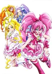 The transformed Suite Pretty Cure♪ team from the Kamikita Futago All Pretty Cure Illustration Artbook