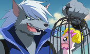 Wolfrun encerrando a Candy en una jaula