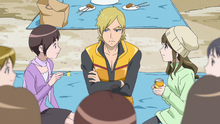 Hayato with some girls at a picnic