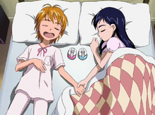 Nagisa and Honoka holding hands