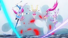 Berry and Sword help the pink trio