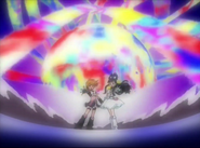 Las Pretty Cure lanzando el ataque