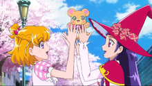 Mirai and Riko catching Mofurun