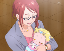 Sleeping in Sumire's arms