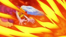 Scarlet Spark hitting a Zetsuborg in episode 35