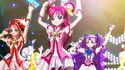 Cure Dream,Rouge and Milky rose are dancing with everyone in the ending