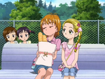 Nagisa feels awkard being stalked by Miu and Nao