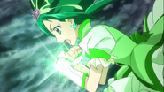 Cure Mint a punto de usar el "Disco Esmeralda Pretty Cure" en New Stage 3