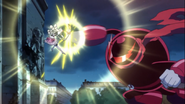 Cure Earl peleando contra un Saiark rojo