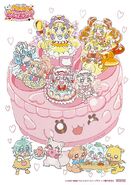 Arte promocional de las Delicious♡Party Pretty Cure con el Recipepi de Almuerzo infantil