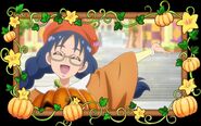 Yui invitando a las chicas a la Fiesta de Halloween de la Academia al final de "La Princesa del Reino Calabaza"