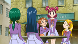 Nozomi telling Komachi and Karen about Pretty Cure