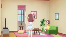 Uta walks in on Hamori watching the interview