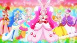 The Cures about to inserting the Crystal Animals to Kirakiraru Creamer.