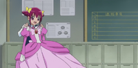 Miyuki holding the Cinderella dress