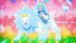 Gelato on her crystal lion during Fantastic Animale