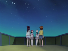 Michiru and Kaoru with Saki and Mai under the stars