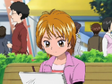 Nagisa doing her homework for art class