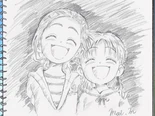Minori and Saki drawing (uncolored)