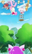 The fairies along Pekorin and Kirarin bringing food for the cats