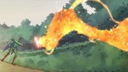 Girinma is hit by Rouge Fire in episode 2