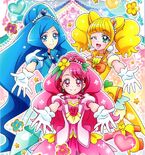 Healin' Good Pretty Cure visual featuring the three Cures
