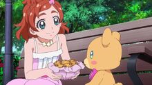 Haruka gives Mofurun a cookies