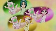 Komachi, Nozomi und Urara mit ihren Cure Mos