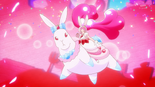Whip on her crystal rabbit, aiming her creamer