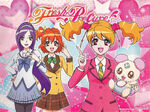 Fresh Pretty Cure! Official art of the trio in their school uniforms