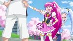 Megumi attempting to fool Seiji. "私は正義の味方キュアラヴリー! Watashi ha seigi no mikata kyua raburi–! (I am the ally of justice Cure Lovely!)"