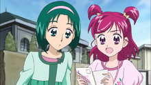 Komachi and Nozomi surprised by Bunbee's letter