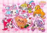 Arte promocional de las Tropical-Rouge! Pretty Cure con su almuerzo infantil especial